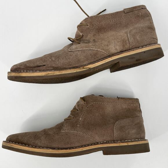 Steve Madden Taupe‎ Suede Chukka Boots Leather Upper Lace-Up Size 9 - Picture 4 of 10